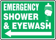Safety Sign: Emergency Shower And Eyewash (Graphic And Arrow)