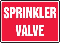 Safety Sign: Sprinkler Valve (Red Background)