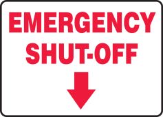 Fire Safety Sign: Emergency Shut-Off (down arrow)