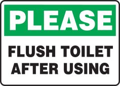 Housekeeping Safety Sign: Please Flush Toilet After Using