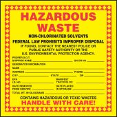Hazardous Waste Label: Hazardous Waste - Non-Chlorinated Solvents