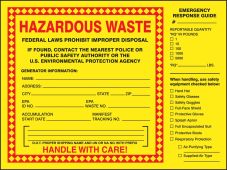 Hazardous Waste Label: Hazardous Waste (Emergency Response Guide)