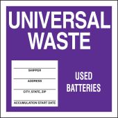 Drum & Container Labels: Universal Waste - Used Batteries