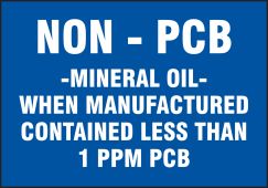 Safety Label: Non - PCB - Mineral Oil