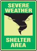 Glow-In-The-Dark Safety Sign: Severe Weather Shelter Area