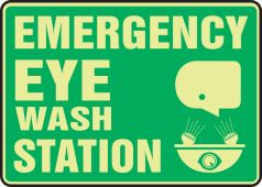 Lumi-Glow™ Safety Sign: Emergency Eye Wash Station
