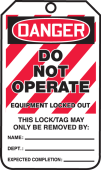 OSHA Danger Safety Tags: Do Not Operate - Equipment Locked Out