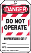 OSHA Danger Lockout Tag: Do Not Operate - Equipment Locked Out By