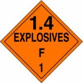 DOT Placard: Hazard Class 1 - Explosives & Blasting Agents (1.4F)