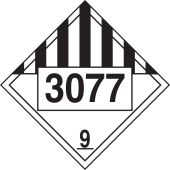 4-Digit DOT Placards: Hazard Class 9 - 3077 (Environmental Hazard-Solid)