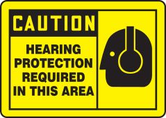 OSHA Caution Safety Sign: Hearing Protection Required In This Area