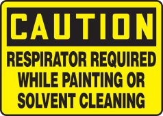 OSHA Caution Safety Sign: Respirator Required While Painting Or Solvent Cleaning