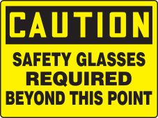 Really BIGSigns™ OSHA Caution Safety Sign: Safety Glasses Required Beyond This Point