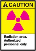 ANSI Caution Safety Sign: Radiation Area. Authorized Personnel Only.