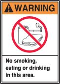 ANSI Warning Safety Sign: No Smoking, Eating Or Drinking In This Area