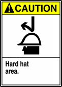 ANSI Caution Safety Sign: Hard Hat Area