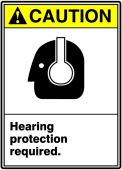 ANSI Caution Safety Sign: Hearing Protection Required.