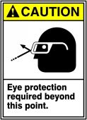 ANSI Caution Safety Sign: Eye Protection Required Beyond This Point