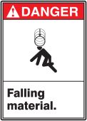ANSI Danger Safety Signs: Falling Material.