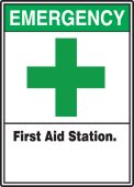 ANSI Safety Sign: Emergency (Graphic) First Aid Station