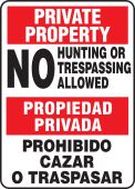 Bilingual Private Property Safety Sign: No Hunting Or Trespassing Allowed