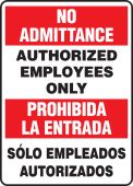 Bilingual Safety Sign: No Admittance - Authorized Employees Only