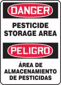 Bilingual OSHA Danger Safety Sign: Pesticide Storage Area