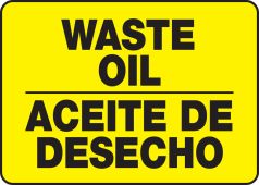 Bilingual Safety Sign: Waste Oil