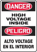 Bilingual OSHA Danger Safety Sign: High Voltage Inside