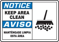 Bilingual ANSI Notice Safety Sign: Keep Area Clean (Graphic)