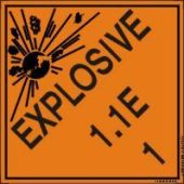 DOT Shipping Labels: Hazard Class 1: Explosive 1.1E