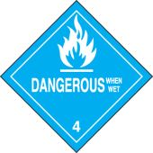 DOT Shipping Labels: Hazard Class 4: Dangerous When Wet