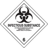 DOT Shipping Labels: Hazard Class 6: Infectious Substance