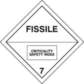DOT Shipping Labels: Hazard Class 7: Fissile