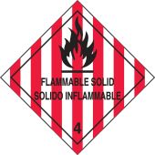 Bilingual DOT Label: Hazard Class 4 - Flammable Solid