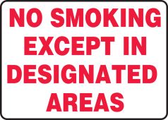 Safety Sign: No Smoking Except In Designated Areas