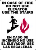 Bilingual Safety Sign: In Case Of Fire Do Not Use Elevator - Use The Stairs (Graphic)