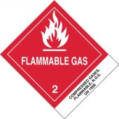 DOT Shipping Labels: Hazard Class 2: Flammable Gas w/ ID Tab
