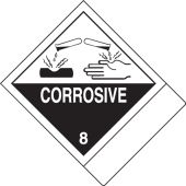 DOT Shipping Labels: Hazard Class 8: Corrosive w/ ID Tab