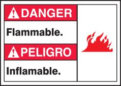 BILINGUAL ANSI SIGN - FLAMMABLE