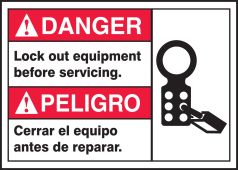 BILINGUAL ANSI SIGN - LOCK OUT