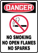 OSHA Danger Safety Sign: No Smoking- No Open Flames- No Sparks