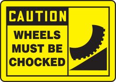 OSHA Caution Safety Sign: Wheels Must Be Chocked