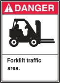 ANSI Danger Safety Label: Forklift Traffic Area