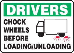 Drivers Safety Sign: Chock Wheels Before Loading/Unloading