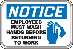 OSHA Notice Deco-Shield™ Sign: Employees Must Wash Hands Before Returning To Work