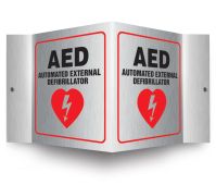 Brushed Aluminum 3D Projection™ Signs: AED Automated External Defibrillator
