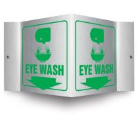 Brushed Aluminum 3D Projection™ Signs: Eye Wash