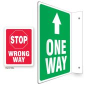 90D Projection™ Sign: One Way / Stop Wrong Way