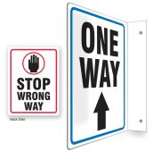 90D Projection™ Sign: One Way / Stop Wrong Way